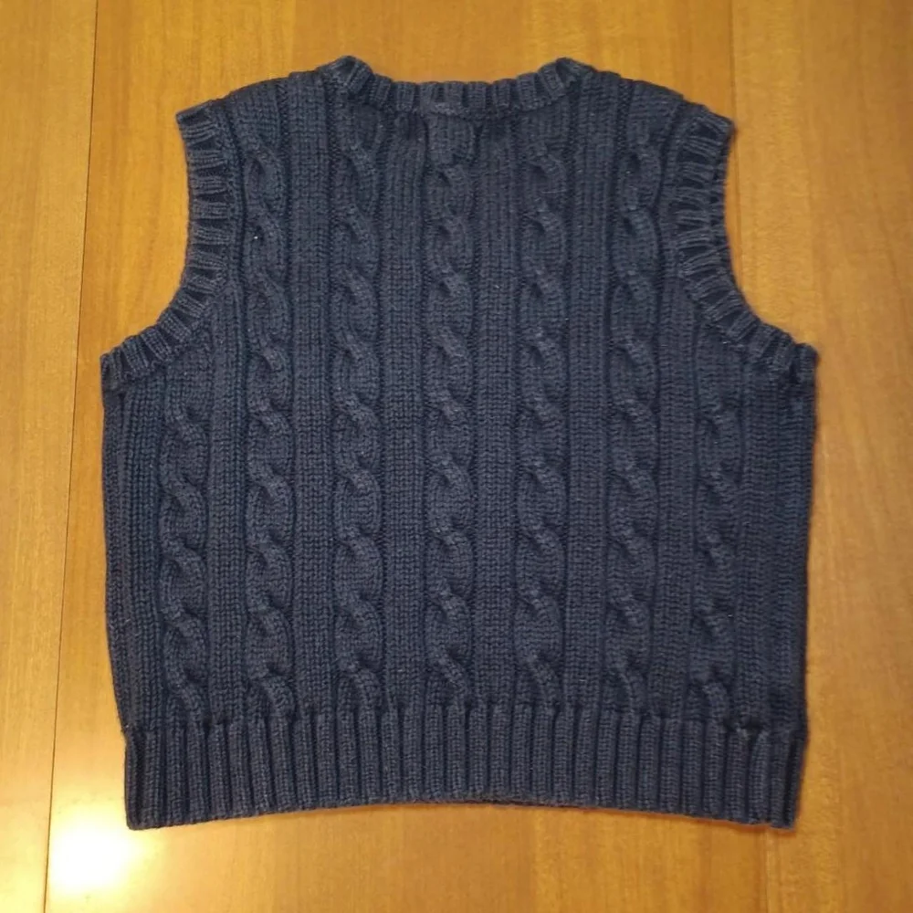Polo Ralph Lauren Blue Cable Knit Sweater Vest Toddler 3T V-Neck 100% Cotton